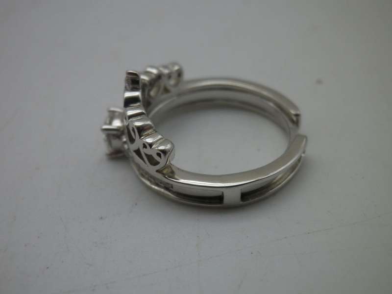925 silver 2 piece ring with certified 0.5ct brilliant cut D/VVS1 Moissanite Size N1/2 4.6g