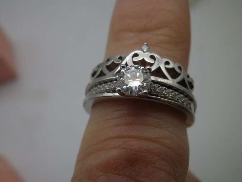 925 silver 2 piece ring with certified 0.5ct brilliant cut D/VVS1 Moissanite Size N1/2 4.6g