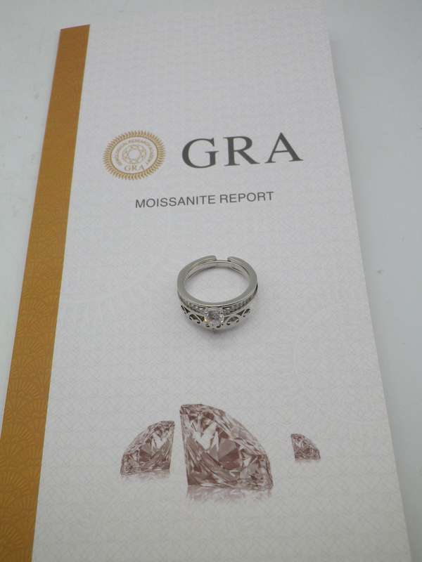925 silver 2 piece ring with certified 0.5ct brilliant cut D/VVS1 Moissanite Size N1/2 4.6g