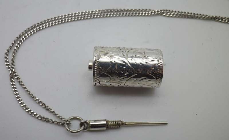 WOW! Sterling Silver PERFUME BOTTLE PENDANT on long 925 Silver Chain