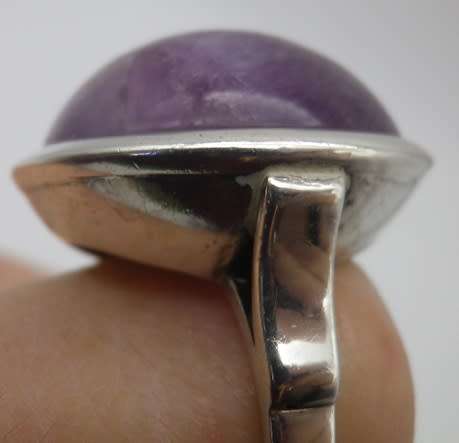 Sterling Silver & Amethyst Designer Cabochon Chunky Vintage Ring. Size R. 14g