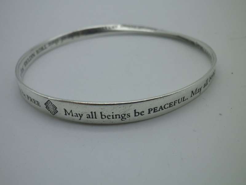 Hallmarked Silver BUDDHIST LOVING KINDNESS MOBIUS Bangle  14g RARE Designer Beauty!