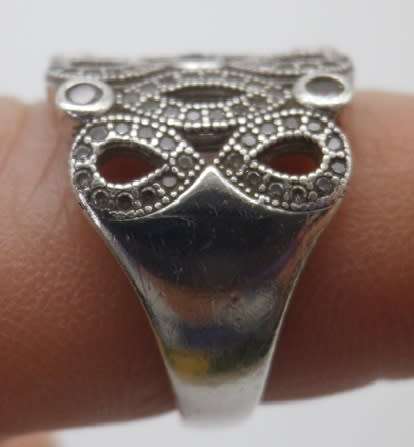Sterling Silver & CZ Vintage Dress ring. Size: K 1/2- L. 7g Gorgeous