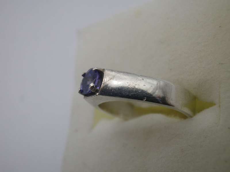 Dainty Vintage Silver & Tanzanite Ring. 4g size: H
