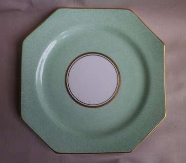 Gorgeous vintage PARAGON, BY APPOINT. minty green, white & gold octagonal cake plates. TEN on offer