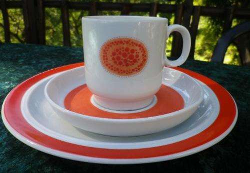 FABULOUS vivid orange and white Mid century modern THOMAS, GERMANY trios