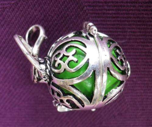 SUBLIME STERLING SILVER  MYSTIC/HARMONY ball pendant & chain.PLUS 2 EXTRA semi precious balls