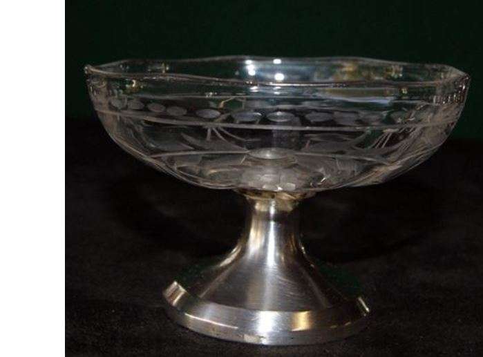 EXQUISITE HALLMARKED SILVER & HAND CUT CRYSTAL BON BON DISH. B/ham, 1922