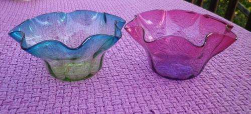 ABSOLUTELY GORGEOUS PAIR OF VICTORIAN FLUTED GLASS BOWLS. 1 is Cranberry.