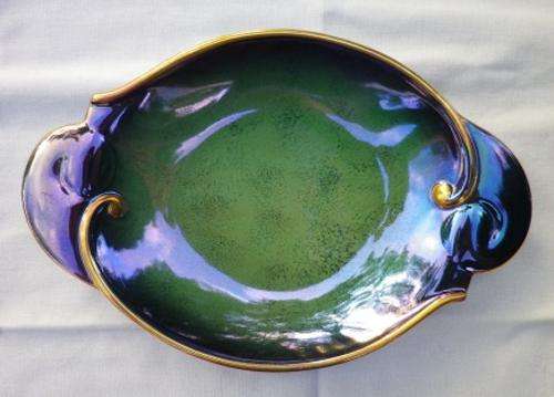 MAGNIFICENT RARE 1940s CARLTONWARE 'VERT ROYALE' tab-handled oval serving bowl