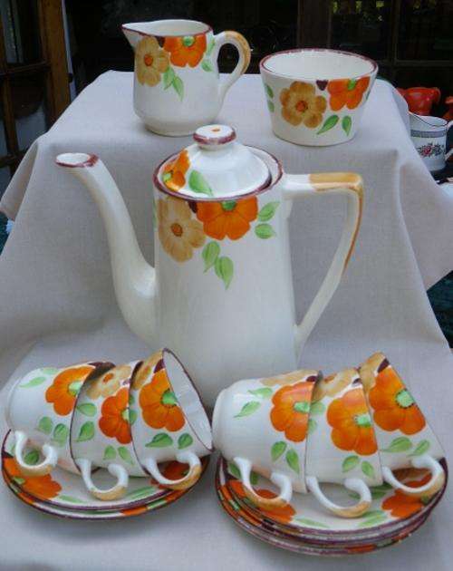 CHARMING VINTAGE SWINNERTONS, STAFFORDHIRE 15 PIECE hand-painted COFFEE SET