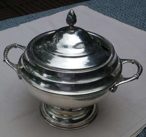 WOW!! FABULOUS SERANCO SILVER PLATE ON BRASS LARGE ELEGANT SOUP TUREEN