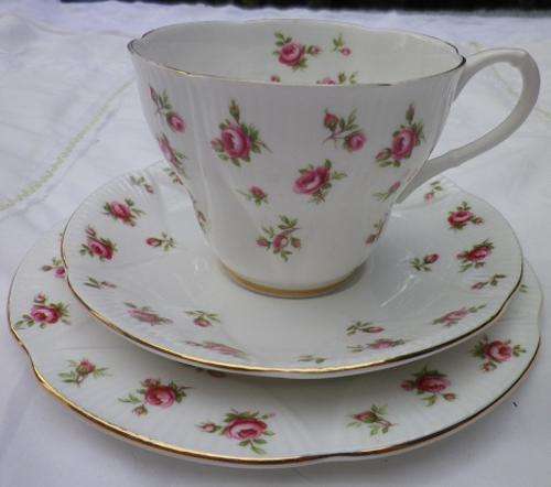 Charming ROYAL ALBERT "ROSALIE" TEA TRIO. MINT.