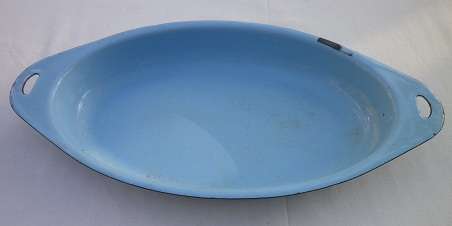 FUN FUNKY PALISH BLUE VINTAGE SCANDINAVIAN ENAMEL OBLONG DISH