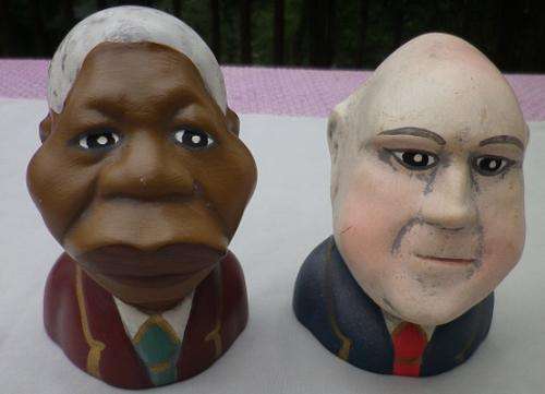 NOT ZUMA OR MALEMA - ICONIC NELSON MANDELA & FW DE KLERK CARICATURE DESIGNER SALT & PEPPER SET