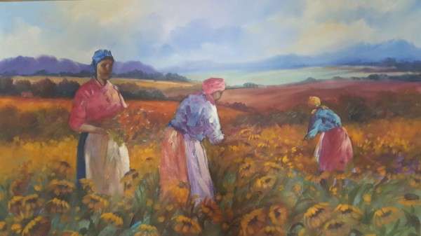 Freda Van Der Merwe - Sunflower Pickers ( R14 900.00)