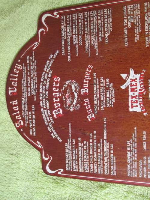 NAVAHO SPUR BRACKENFELL  MENU FROM THE MID  EIGHTIES SPUR BURGERS R10.95