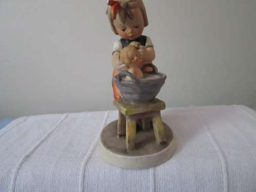 GOEBEL FIGURINE  MADE IN W GERMANY-  GIRL WASHING THE BABY IN A BUCKET