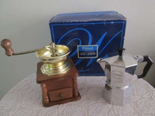 COFFEE GRINDER AND COFFEE PERCULATOR BY WHITTARD LONDON IN ORIGINAL  BOX
