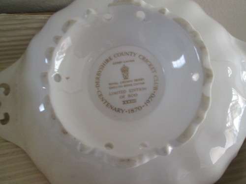 ROYAL CROWN DERBYSHIRE COUNTRY CRICKET CLUB  1870 - 1970 BOWL IN ORIGINAL BOX