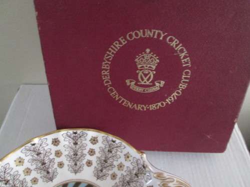ROYAL CROWN DERBYSHIRE COUNTRY CRICKET CLUB  1870 - 1970 BOWL IN ORIGINAL BOX
