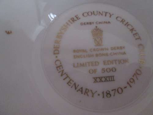 ROYAL CROWN DERBYSHIRE COUNTRY CRICKET CLUB  1870 - 1970 BOWL IN ORIGINAL BOX