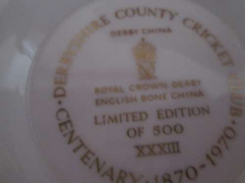 ROYAL CROWN DERBYSHIRE COUNTRY CRICKET CLUB  1870 - 1970 BOWL IN ORIGINAL BOX