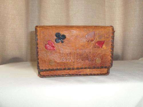 LATE ENTRY  .....LEATHER  BRIDGE CARD HOLDER 15 CM  BY 10 CM