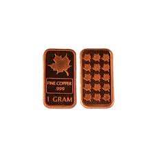 1 gram 999 copper Maple Leaf Bullion Investment bar