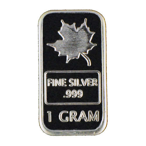 1 GRAM 999 FINE SILVER Maple Leaf Bar