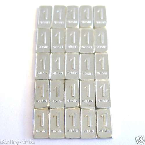 1 Grain 999 fine silver bullion bars - Lot of 25 bars
