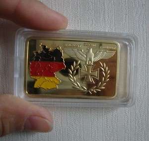 1 oz 999 24K Gold layered Unified Germany post 3rd reich WW2 bar