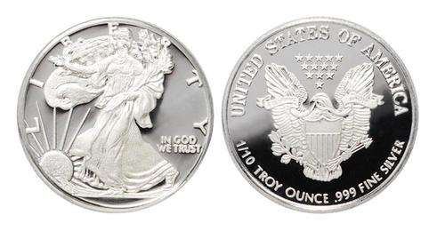 1/10 th Troy Ounce 999 Fine Silver American Eagle round coin