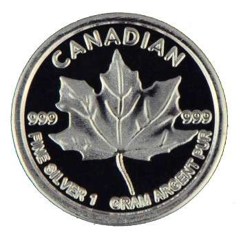 1 gram 999 fine MAPLE LEAF round coin