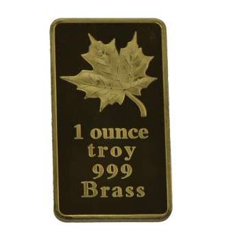 1 troy oz Brass Maple Leaf Bar