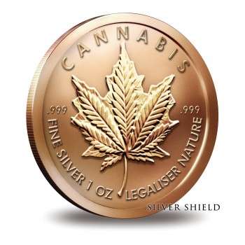 1 Oz Copper "Cannabis" Round