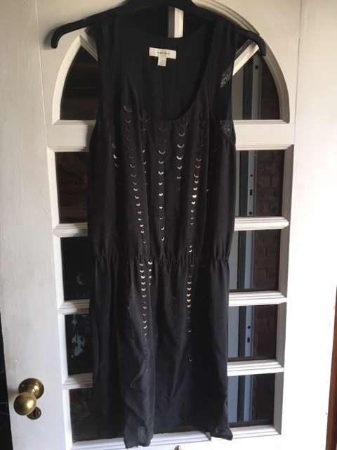 Black Embellished Country Road Silk Dress