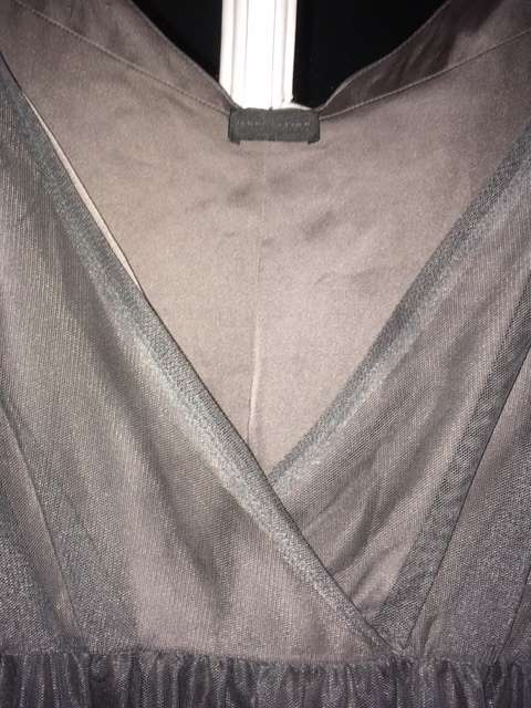 Grey Jenni Button Dress with Mesh Overlay