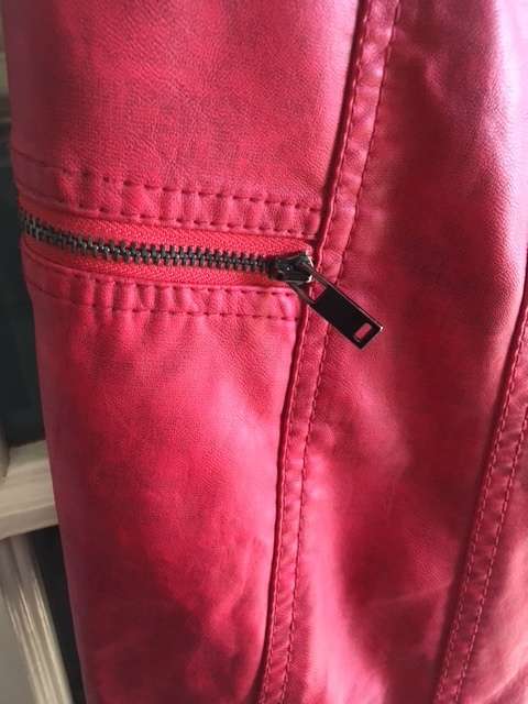 Sexy Red Faux Leather Zip Up Biker Mini Dress