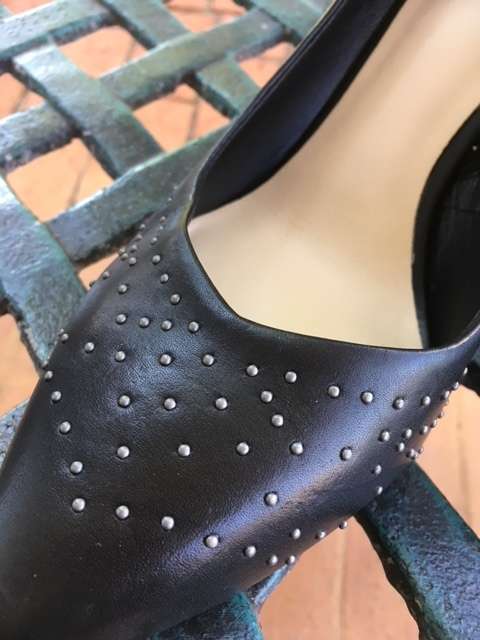 Black studded kitten heels
