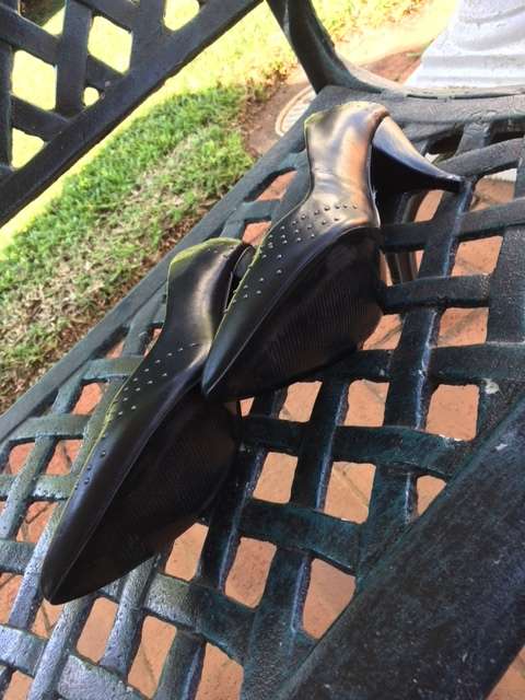 Black studded kitten heels