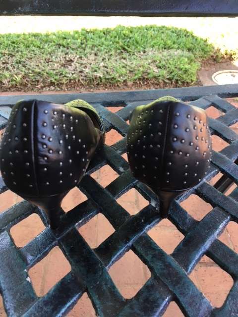 Black studded kitten heels