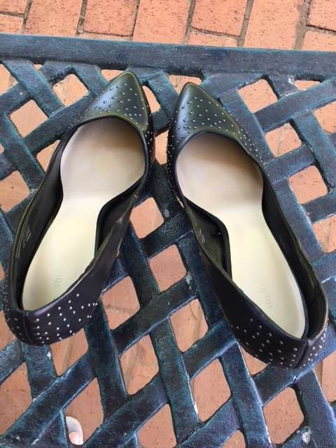 Black studded kitten heels