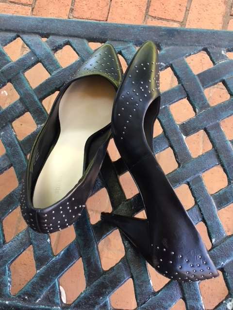 Black studded kitten heels