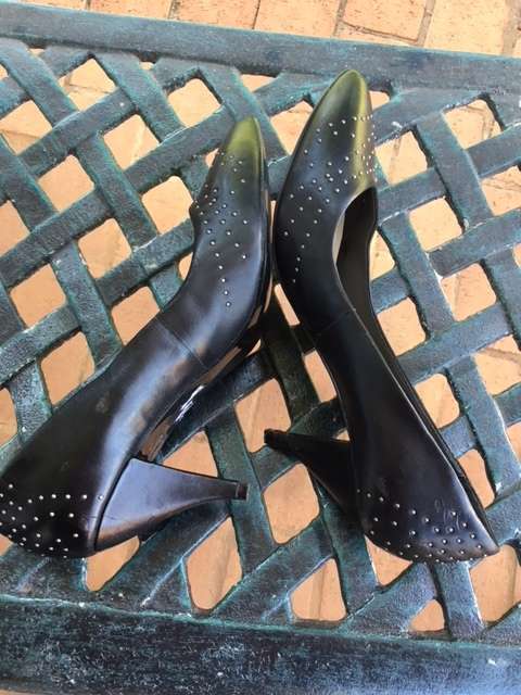 Black studded kitten heels
