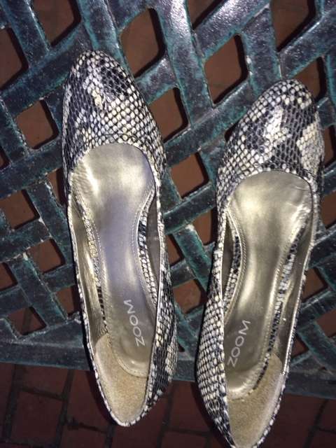 Faux snake skin kitten heel pumps by Zoom