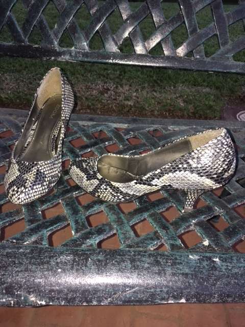 Faux snake skin kitten heel pumps by Zoom