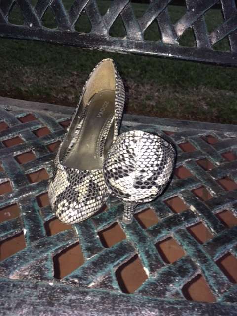 Faux snake skin kitten heel pumps by Zoom