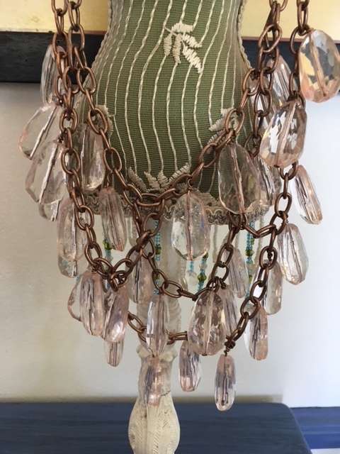 Nude pink drop crystal necklace