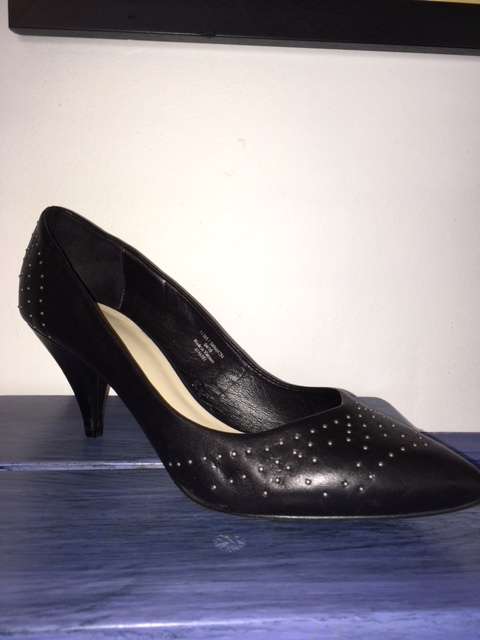 Black studded kitten heels